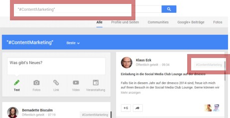 Google+ Hashtag