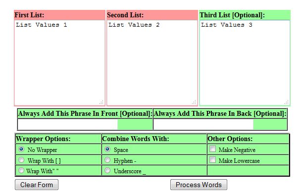 Tool - Keywords kombinieren